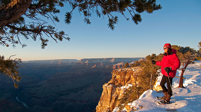 Snowshoeing in Grand Canyon National Park in Winter