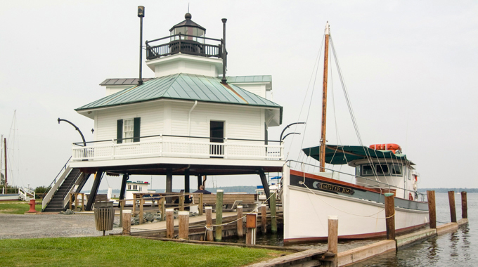 Hooper Strait Lighthouse at the Chesapeake Bay Maritime Museum in St. Michaels, Maryland