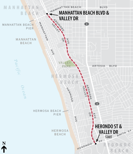 Hermosa Beach walking route