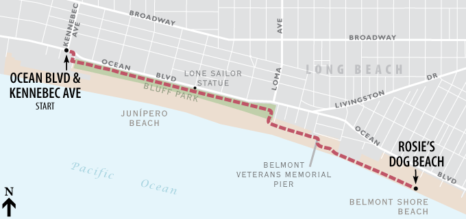Long Beach walking route