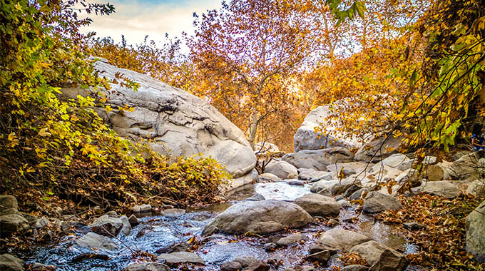 Tahquitz Canyon is home to a seasonal 60-foot waterfall, ancient irrigation systems, and rock art. | Photo by Cheri Alguire / stock.adaobe.com