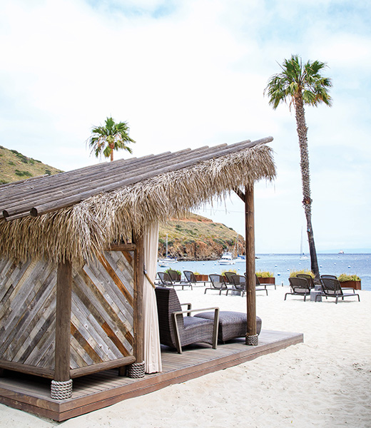 A beach-side palapa on Catalina Island