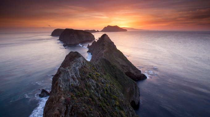 The sun on the horizon, seen from Anacapa Island