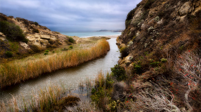 A narrow waterway on Santa Rosa Island