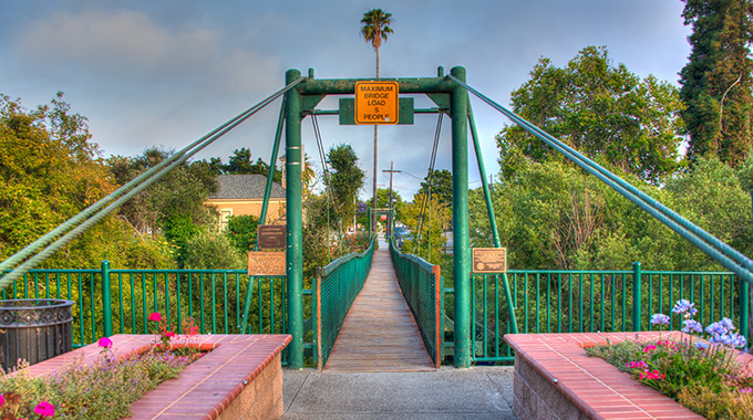 The swinging bridge at Arroyo Grande, California