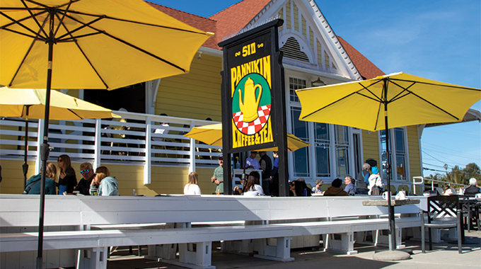 Outside seating area of Pannikin Coffee & Tea