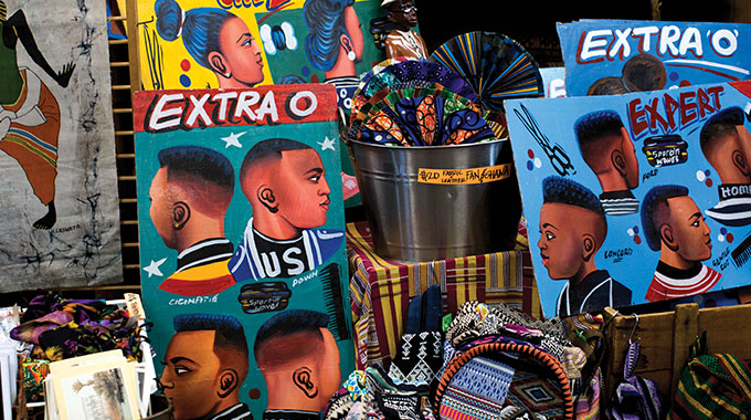 Sika, a store in Leimert Park Village, Los Angeles, is packed with  African clothing, sculptures, masks, musical instruments, and intriguing odds and ends.