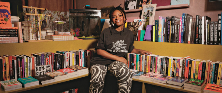 Jazzi McGilbert insider her bookstore, Reparations Club Jazzi McGilbert insider her bookstore, Reparations Club