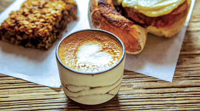 Pastries and a mug of coffee from Good Seed Coffee Boutique