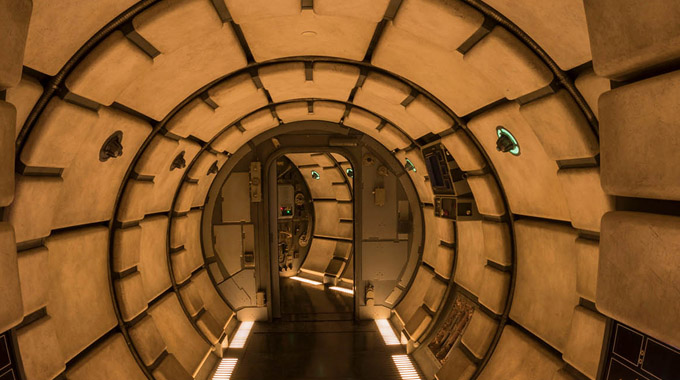 The interior of the Millennium Falcon: Smugglers Run ride