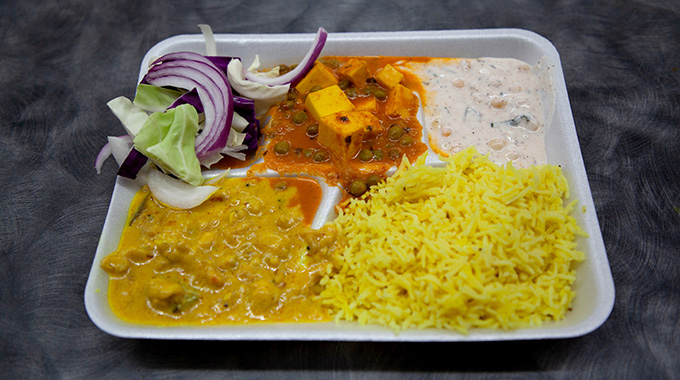 A vegetarian meal at India Sweets and Spices.