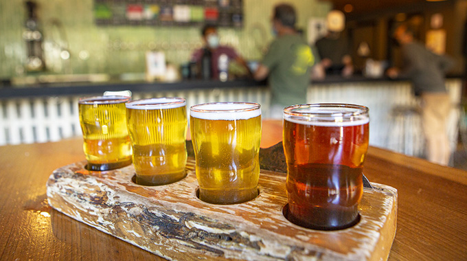 Topa Topa Brewery' ale tasting flight