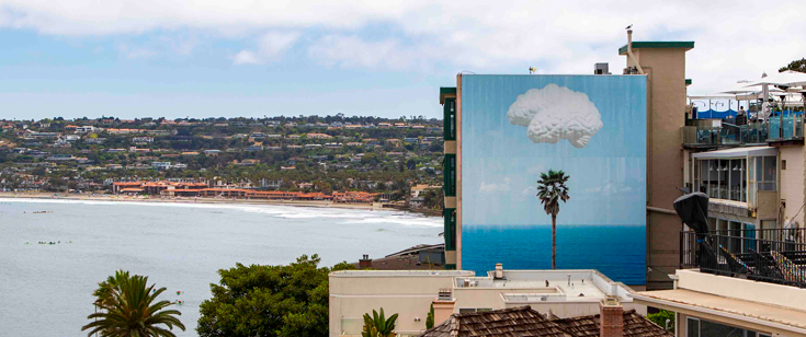 Mural of a palm tree on the side of a building in La Jolla Mural of a palm tree on the side of a building in La Jolla