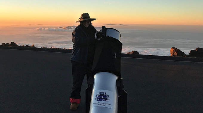 Jan Roberson Maui Stargazing provides sunset and stargazing tours high up on Haleakala using the largest portable telescope on Maui.