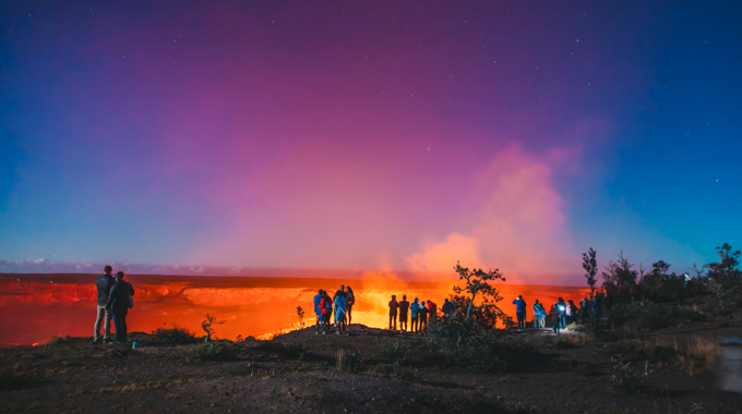 Lava glow at Hawai'i Volcanoes National Park.