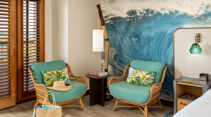 Reading corner at Sheraton Kauai Coconut Beach Resort