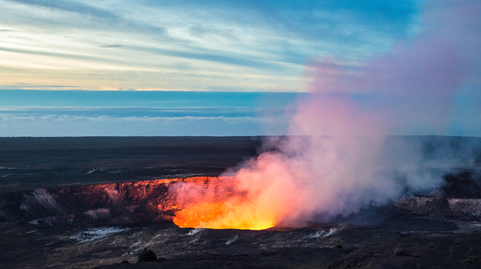 Smoke wafting off lava at Hawaiʻi Volcanoes National Park.