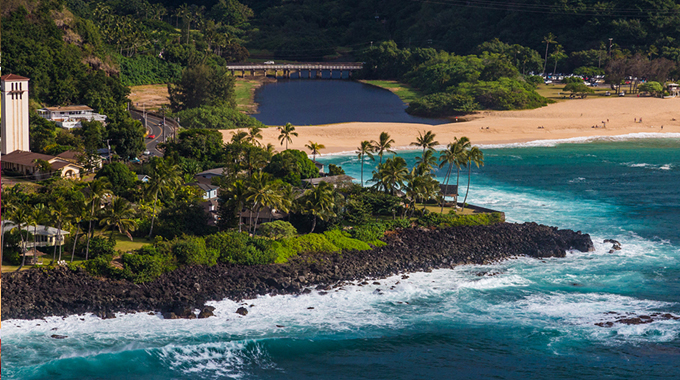 The North Shore is renowned for its gigantic waves in winter.