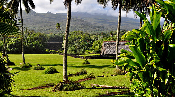Kahanu Garden houses the Pi‘ilanihale Heiau, a National Historic Landmark, and the headquarters of the Breadfruit Institute, which cultivates the largest collection of breadfruit in the world. | Photo courtesy National Tropical Botanical Garden