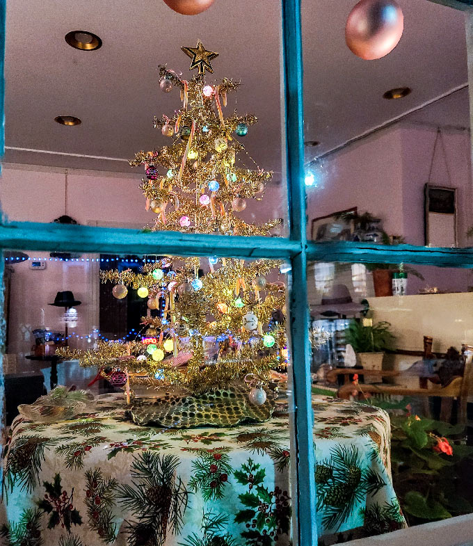Owner Honor Thomas goes all-out with Christmas decorations in her Honor D Fine Shoes & Hats shop in Shepherdstown. | Photo courtesy West Virginia Independent Observer