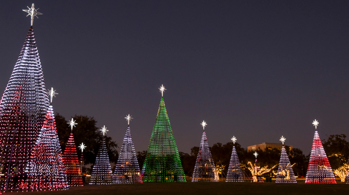 Christmas tree light displays during Gulfport Harbor Lights Winter Festival