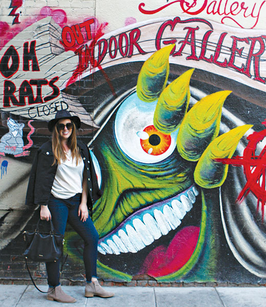 The author at Freak Alley Gallery. | Photo courtesy Elisabeth Abrahamson