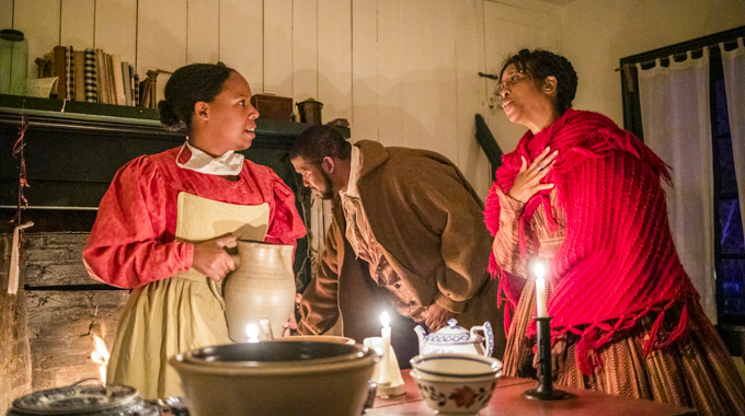 Re-enactors setting the scene during A Merry Prairie Holiday at Conner Prairie 