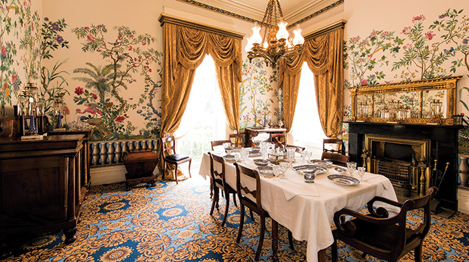 A formal dining room at Lanier Mansion State Historic Site.