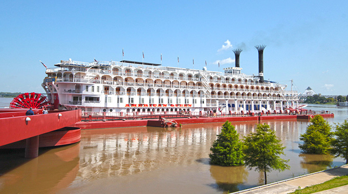 American Queen steamboat at the Memphis dock