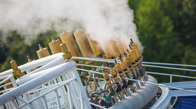 Steam coming from the calliope on the American Queen