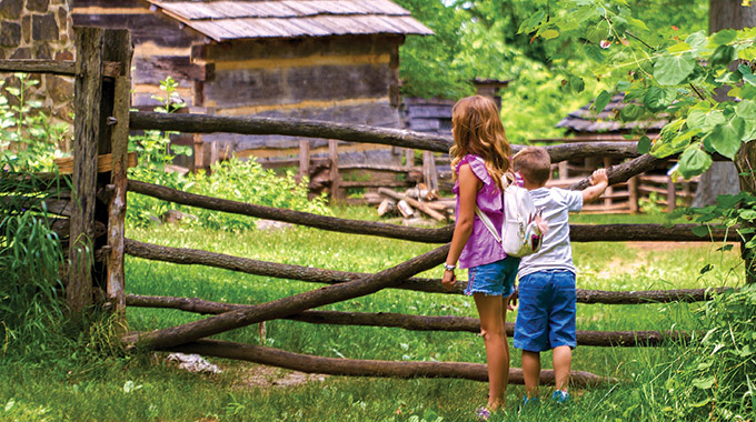 Children at the Lincoln Boyhood National Memorial’s historical farm