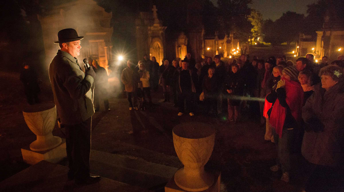 Visitors enjoy a living history event at Mount Mora Cemetery. | Photo by Patrick Evenson