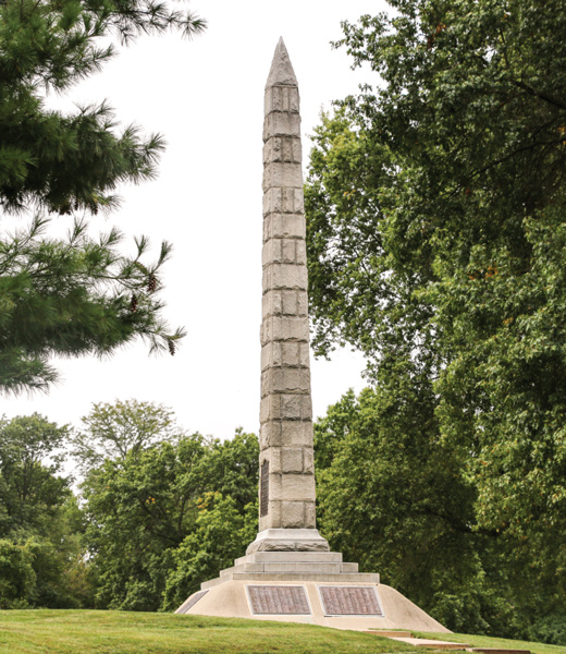 A 58-foot obelisk commemorates those interred at North Alton Confederate Cemetery. | Photo courtesy Great Rivers & Routes Tourism Bureau