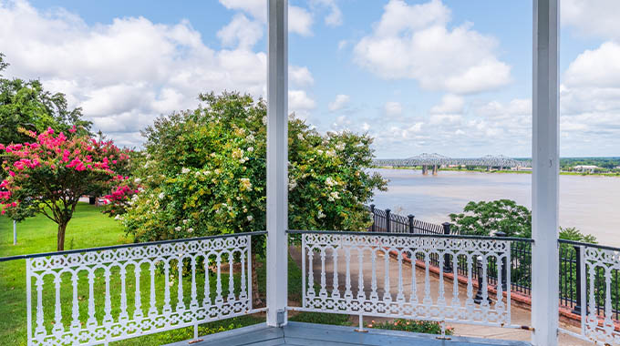 A bandstand beside the Mississippi River
