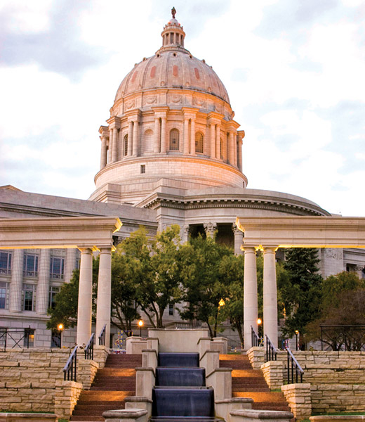 The current State Capitol was built in 1917. | Photo courtesy Jefferson City Convention and Visitors Bureau