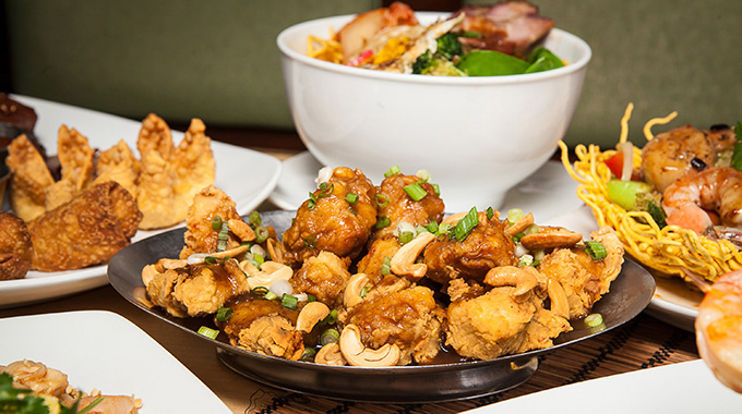 A plate of cashew chicken at Leong's Asian Diner