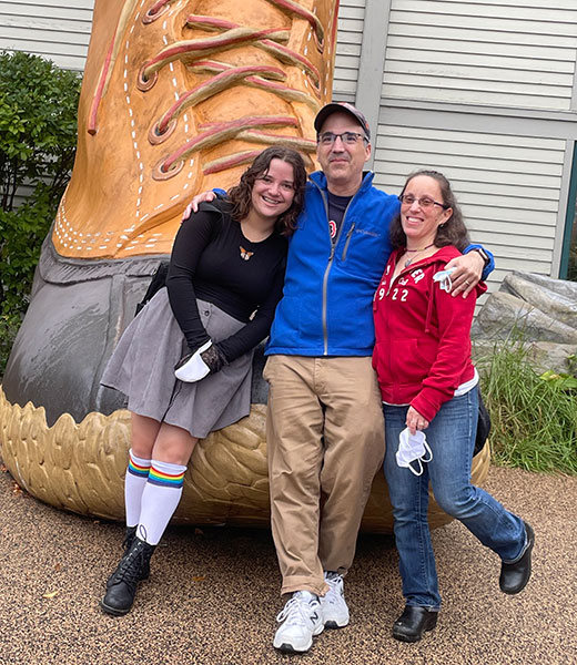 The author, with daughter Clara, left, and wife, Kate, at L.L. Bean’s flagship store in Freeport, Maine. | Photo by Craig Idlebrook