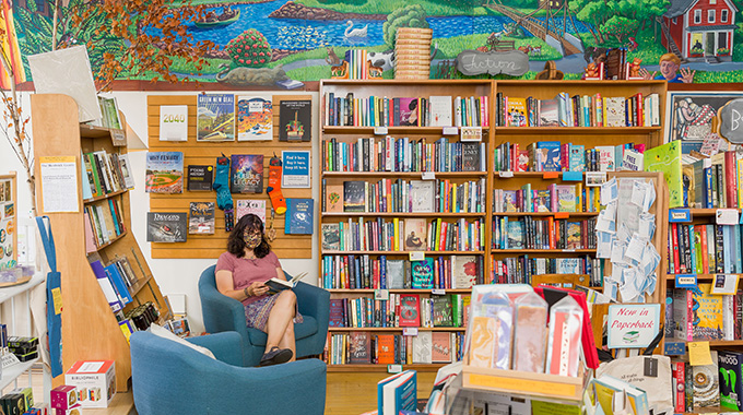 The Galaxy Bookshop has cozy chairs for customer perusing possible book purchases. | Photo by Oliver Parini