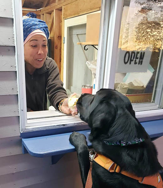 Getting a treat at Sebasco Harbor Resort in Maine.