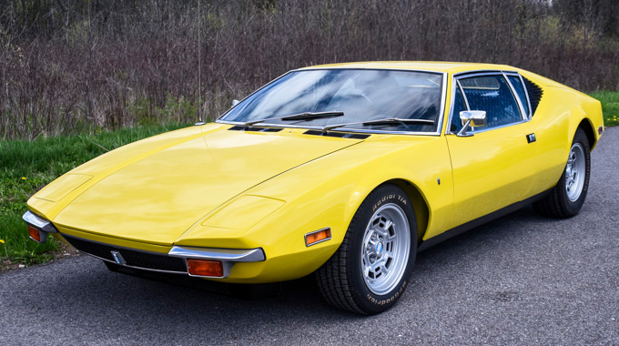 A yellow 1971 Detomasa Pantera