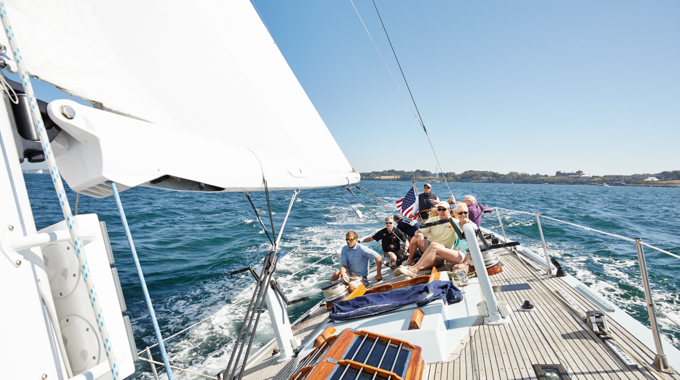 Group of people on a sailboat