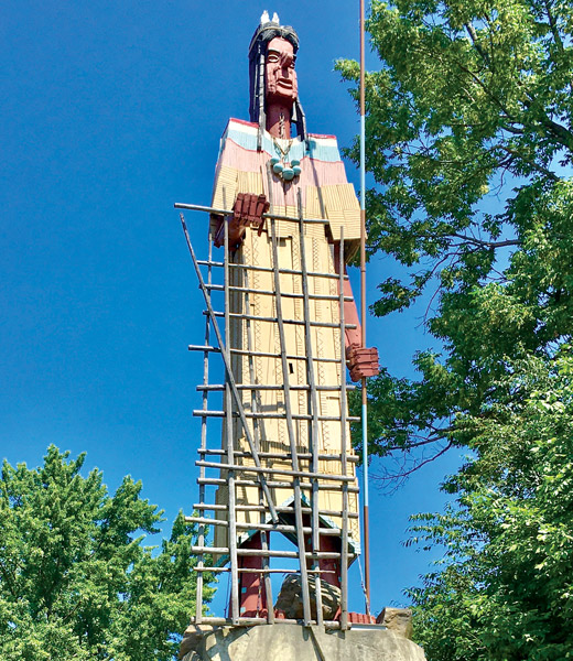 A 62-foot statue of a Native American  
