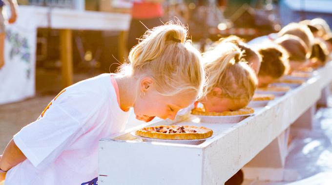 The Union Fair’s blueberry pie–eating contest is an always-entertaining tradition. | Photo courtesy Union Fair