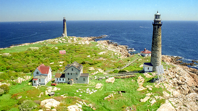 The twin lighthouses built on Thacher Island in 1771 were the last lighthouses built under British rule. Today, the Thacher Island National Refuge off Rockport, Massachusetts, is an important stopover for migratory birds. | Photo by Jeremy D'Entremont