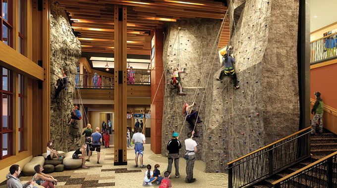 Climbing wall at Stowe Mountain Resort