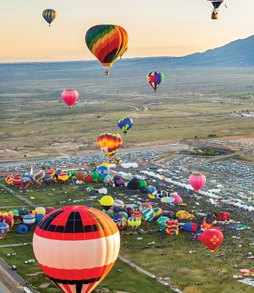 Balloons in the air over the Albuquerque International Balloon Fiesta