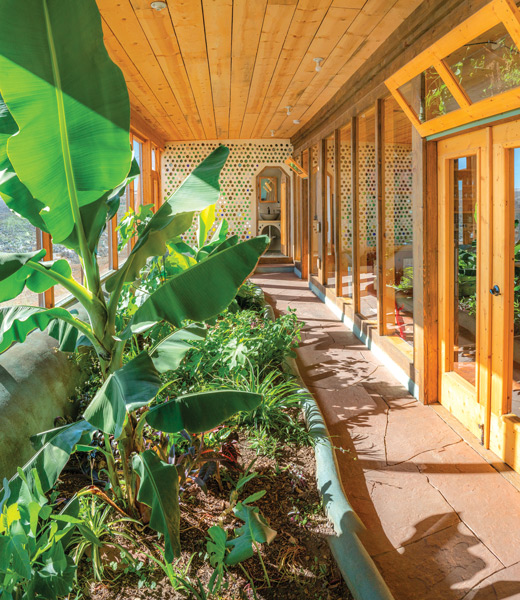Greenhouse attached to an Earthship