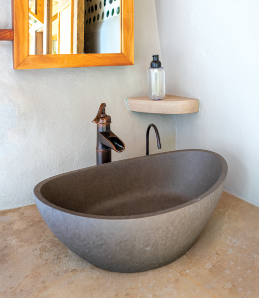 A sink inside an Earthship