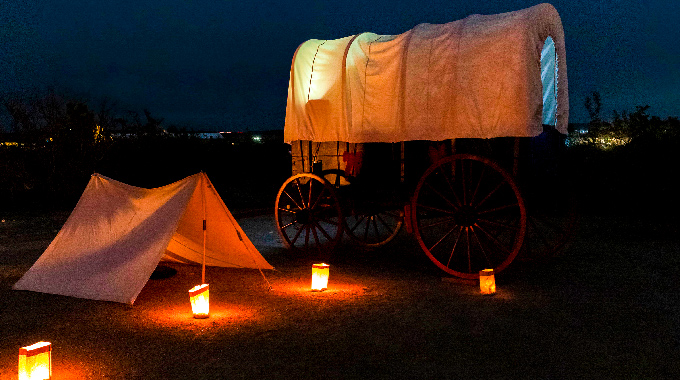 Luminarias sprinkled throughoout Fort Selden Historic Site. | Photo courtesy Tom Conelly
