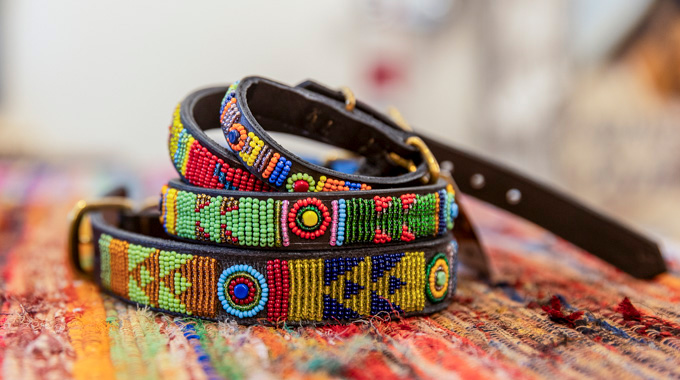 Beaded dog collar.